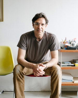 Paul Sahre in his studio
