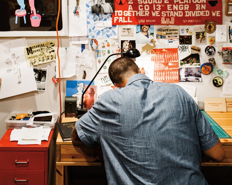 Grotesk in his studio